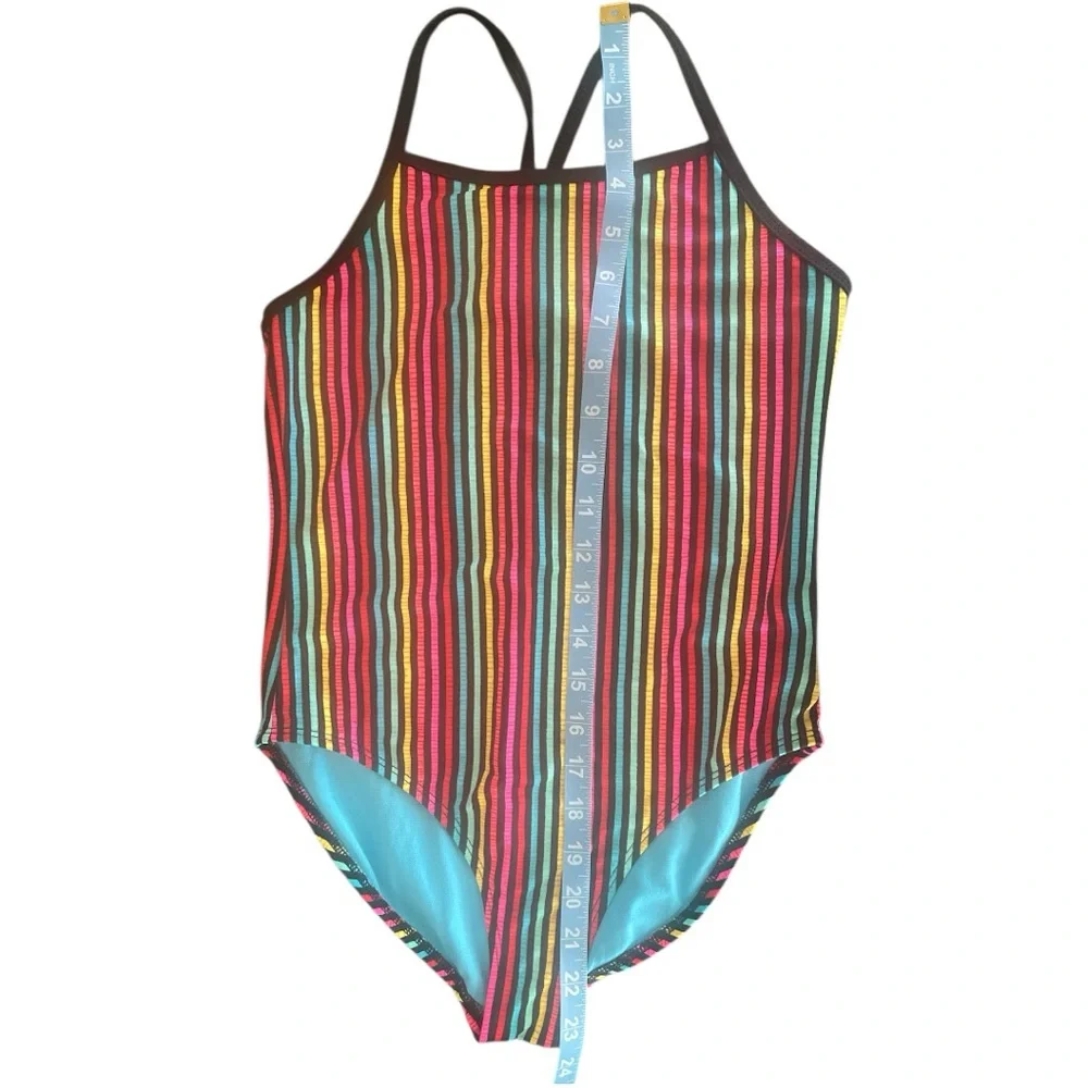 Wonder Nation, Rainbow Striped Kids  One piece Swimsuit‎ Size 10/12
